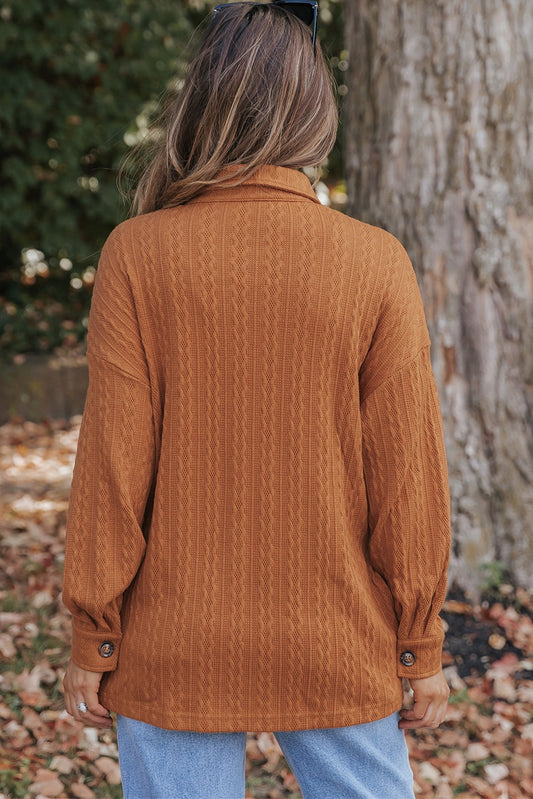 Textured Button Up Shacket with Pockets - NJPH Best Selling