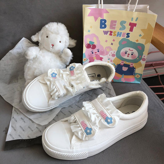 Japanese Velcro Sneakers Women Net Red White Shoes Canvas Shoes - NJPH Best Selling