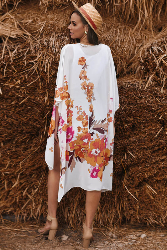 Floral Print High-Low Cardigan - NJPH Best Selling