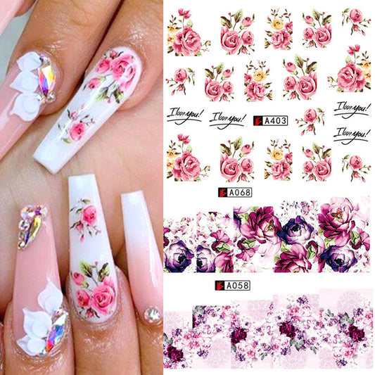 Nail Art Rose Nail Sticker Bowknot Lace Red Flower Nail Applique Eco-Friendly Nail - NJPH Best Selling