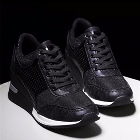 Lacing Sneakers With Platform Heels For Women - NJPH Best Selling
