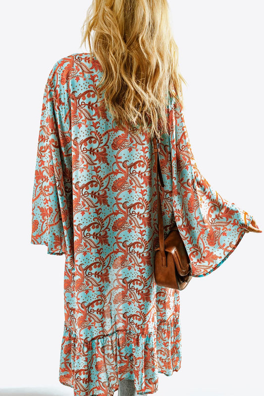 Printed Open Front Duster Cardigan - NJPH Best Selling
