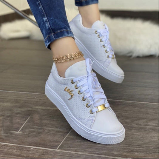 Women Flat Sneakers Breathable Lace-up Shoes For Girls - NJPH Best Selling