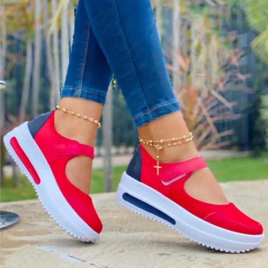 Women Fashion Vulcanized Sneakers Platform Solid Color Flats Ladies Shoes Casual Breathable Wedges Ladies Walking Sneakers - NJPH Best Selling