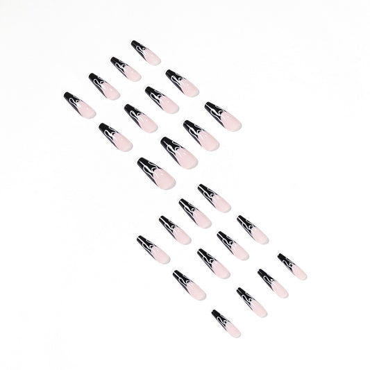 Black French Flame Wear Nail Finished Product - NJPH Best Selling