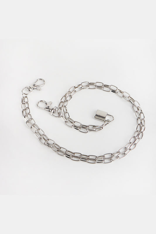 Double Layered Iron Chain Belt with Lock Charm - NJPH Best Selling