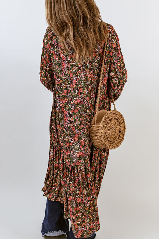 Floral Open Front Duster Cardigan - NJPH Best Selling