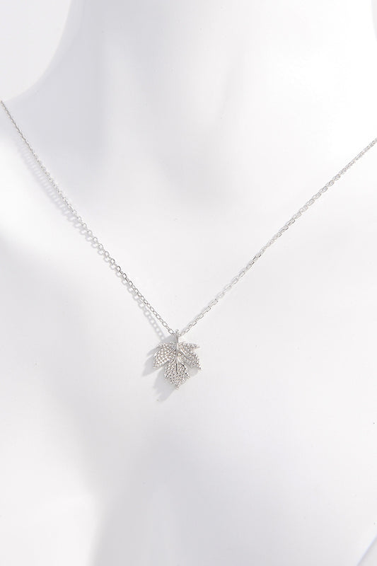 925 Sterling Silver Zircon Maple Leaf Necklace - NJPH Best Selling