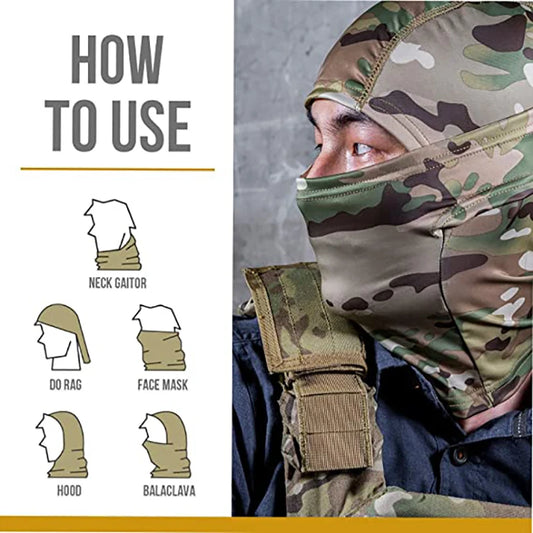 Mask Military Camo Face Mask Bandana Balaclava Hood Headwear For Men Women Tactical Training Cycling Ski Wind-Resistant Hunting - NJPH Best Selling