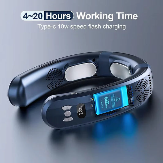 New Hanging Neck Fan Wearable Air Conditioner USB Rechargeable Portable 3 Refrigeration Mute 6000mAh Outdoor Summer Cooler Fans