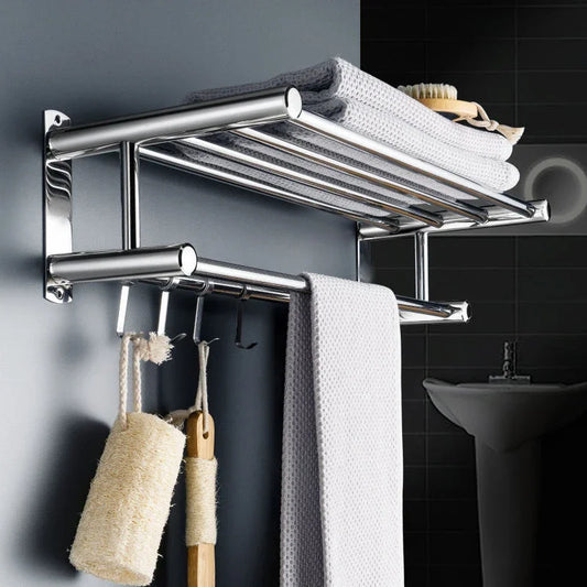 40cm/50cm Stainless Steel Bath Towel Rack Project Hotel Hotel Household Bathroom Toilet Wall Mounted Shelf - NJPH Best Selling