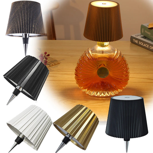 Two Options Wine Bottle LED Wireless Table Lamp 3 Colors Metal Dimmable or Multicolor - Both are USB Rechargeable Dining Table Lights Beverage Lamp Top touch