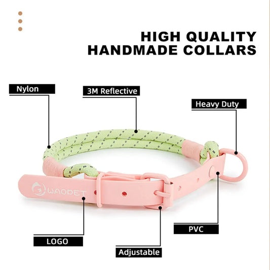 Pet Collar Cute Fashion Nylon webbing Dog Lead Collar Candy Style Handmade Webbing PVC Neck Ring Cool waterproof Dogs supplies - NJPH Best Selling