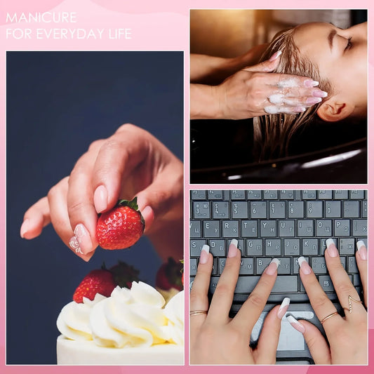 600PCS Short Coffin Nail Tips Half Matte False Tips Full Cover Soft Gel Coffin Shaped Acrylic Nail Tips Clear - NJPH Best Selling