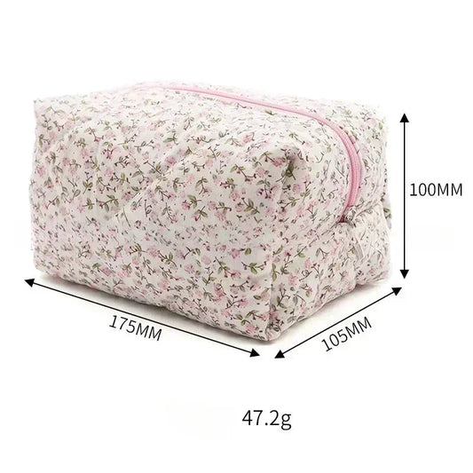 Storage Organizer Floral Puffy Quilted Makeups Bags Flower Printed Cosmetic Pouch Large Travel Cosmetics Bag Makeup Accessory - NJPH Best Selling