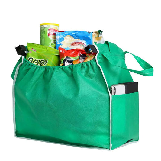 Green Color Supermarket Stroller Shopping Bag Non-Woven Handbag Environmentally Friendly Folding Buggy Bag - NJPH Best Selling