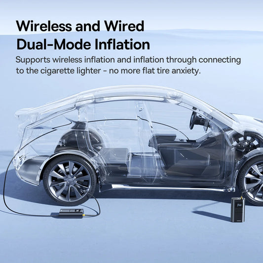 2 in 1 Car Air Pump Wired/Wireless Car Air Compressor Detachable Flashlight 6000mAh Power Bank Portable Tire Inflator Pump