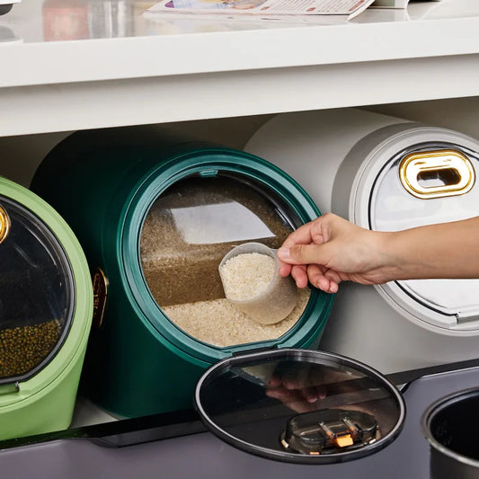 Household Kitchen Rice Storage Tank 12.5KG Large Capacity Cupboard Rice Bucket Insect and Moisture Proof Coarse Cereals Bucket - NJPH Best Selling