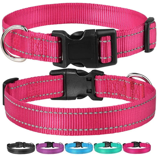 Reflective Dog Collar Strap With Adjustable Safety Nylon Pet Collar Pet Traction Rope Suitable For Small And Medium-Sized Pets - NJPH Best Selling
