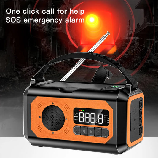 12000mAh AM/FM/NOAA Weather Radio with 2 Solar Panels Solar Hand Crank Portable Emergency Radio Reading Lamp for Outdoor Camping - NJPH Best Selling