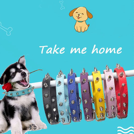 Leather Dog Cat Collar Spiked Studded Puppy Pet Necklace For Small Medium Large Dogs Cats Neck Strap Pet Products Accessories - NJPH Best Selling