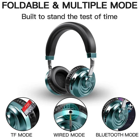 12 Hours Play Wireless Headphones Bluetooth 5.0 Headset Over Ear Sports Running Earphone with Mic Support SD Player for Music TV - NJPH Best Selling