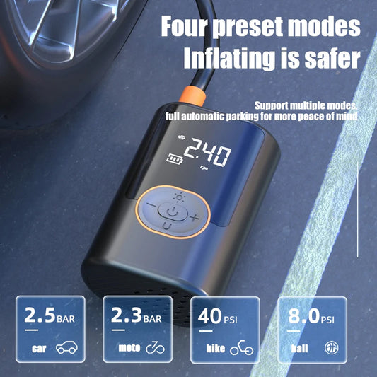 "Popular Pick"- EAFC Wireless Air Pump 4000mAh Inflatable Car Tire Inflator Charging Digital Display Air Compressor Pump LED Light for Auto Moto
