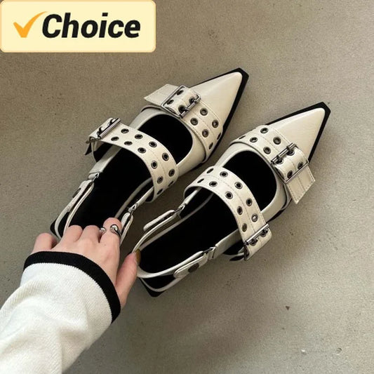 Women Flat With Shoes 2024 Designer Luxury Buckle Fashion Ladies Flats Shoes Slingback Pointed Toe Casual Female Sandals Mules - NJPH Best Selling