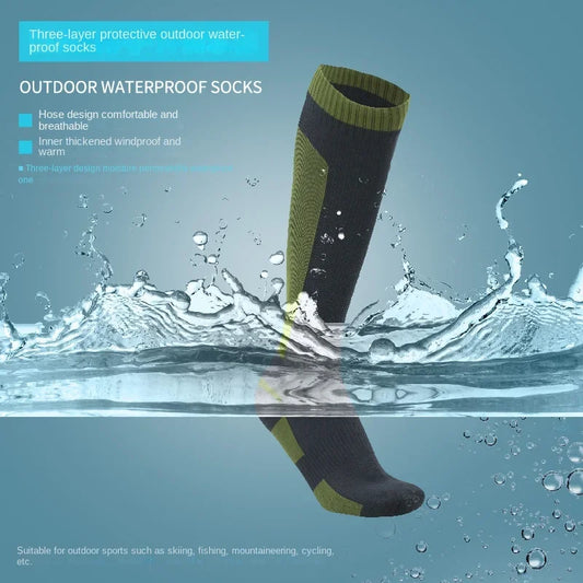 Women Knee high Waterproof Socks Hiking Wading Outdoor Camping Cycling Skiing Mountaineering Warm Long Knee high Waterproof Sock