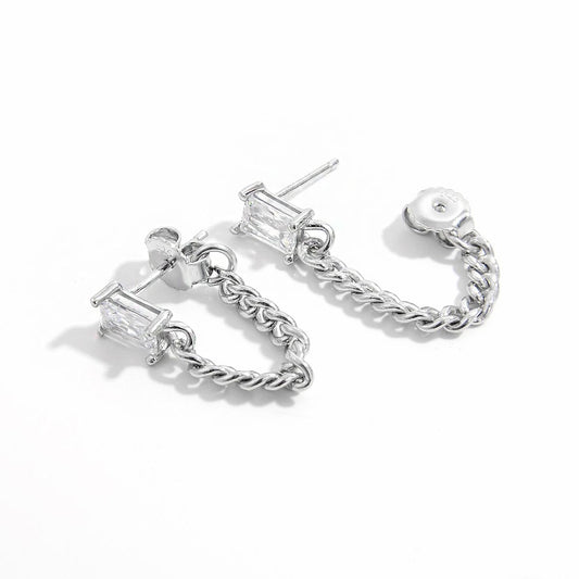 925 Sterling Silver Zircon Chain Earrings - NJPH Best Selling