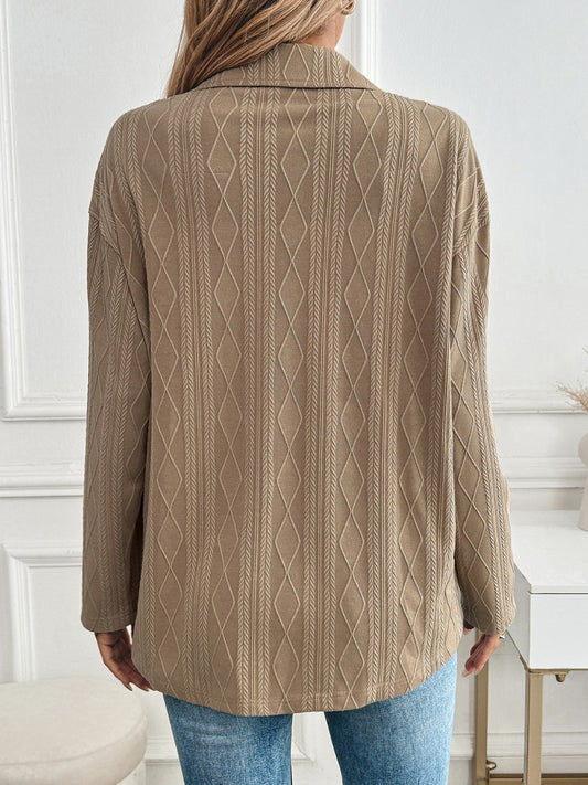 Textured Collared Neck Button Down Shacket - NJPH Best Selling