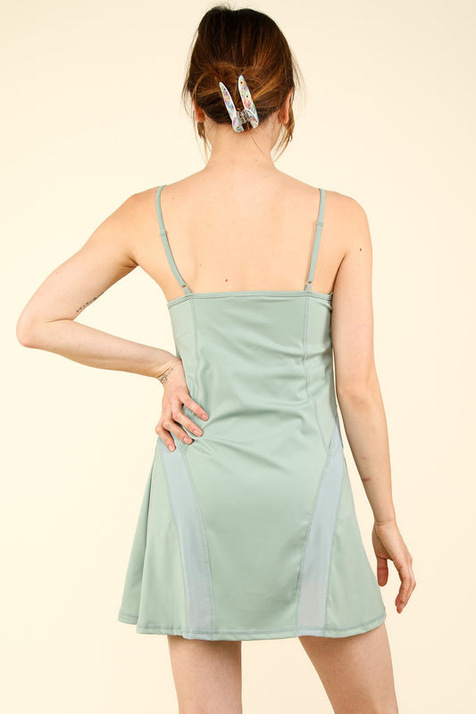 VERY J Mesh Detail Tennis Mini Active Dress with Shorts Inside - NJPH Best Selling