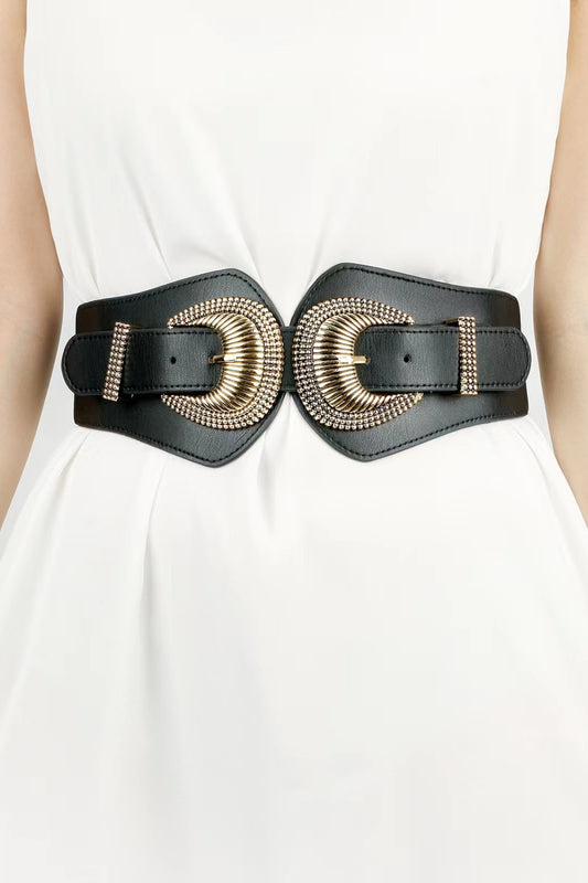 Shell Double Buckle Elastic Wide Belt - NJPH Best Selling