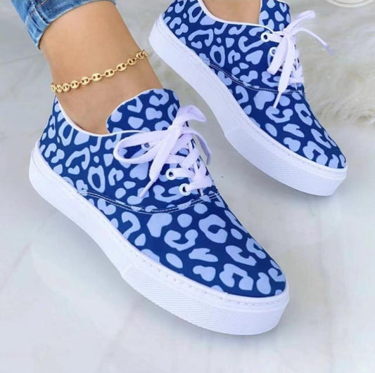 Lace-up Flats Shoes Print Canvas Fashion Walking Sneakers Women - NJPH Best Selling