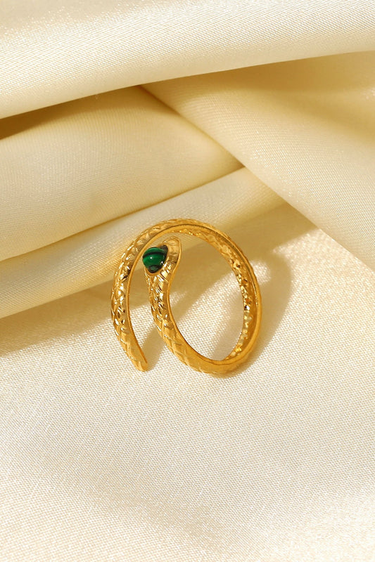 Snake Charmer Malachite Snake-Shaped Bypass Ring - NJPH Best Selling