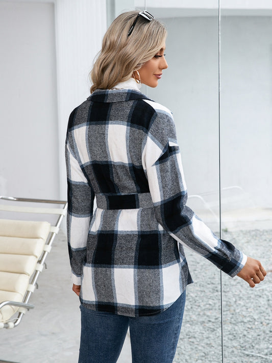 Ivy Lane Plaid Button Up Long Sleeve Shacket - NJPH Best Selling