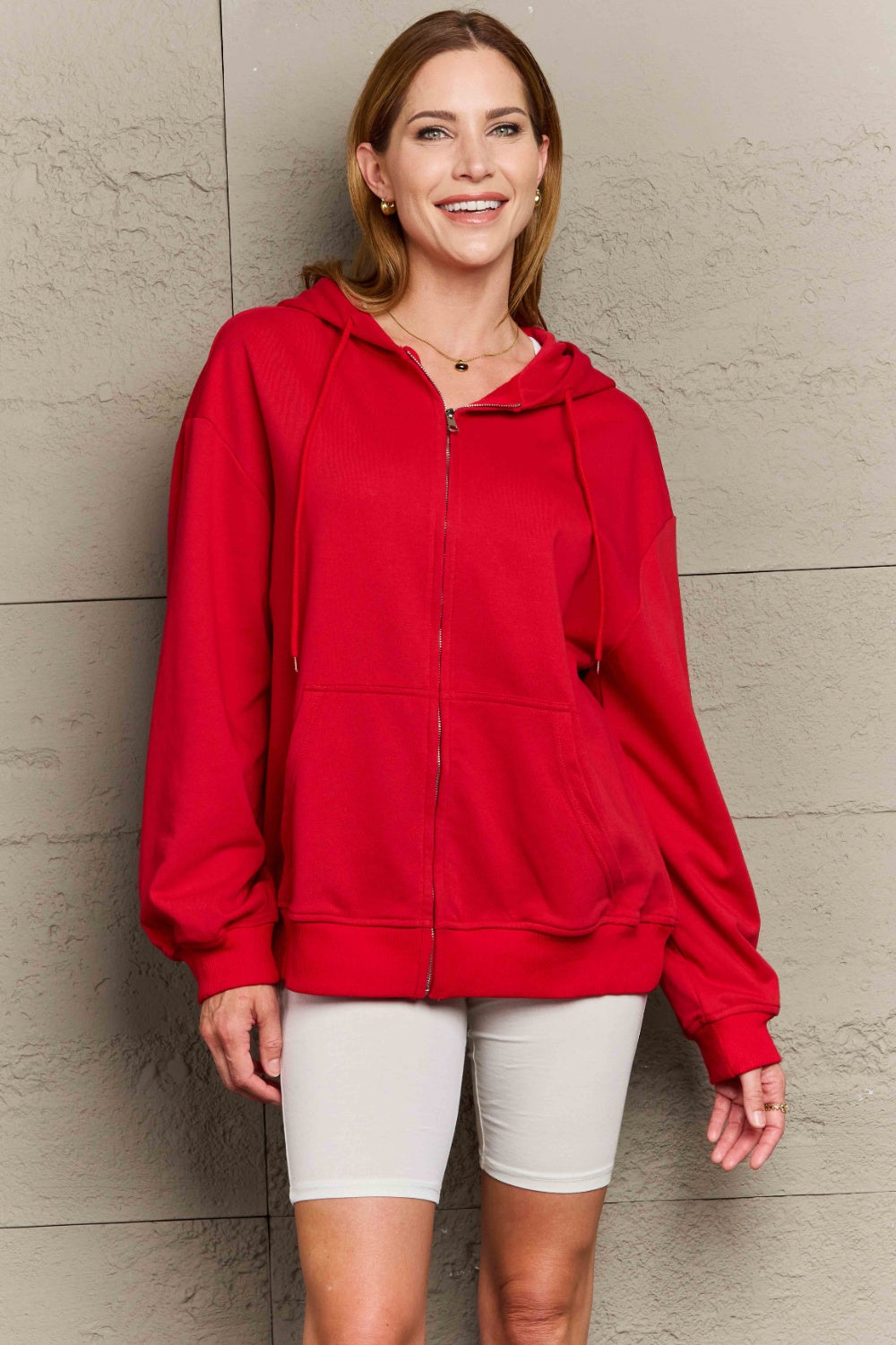 Full Size Zip Up Long Sleeve Hooded Jacket - NJPH Best Selling 