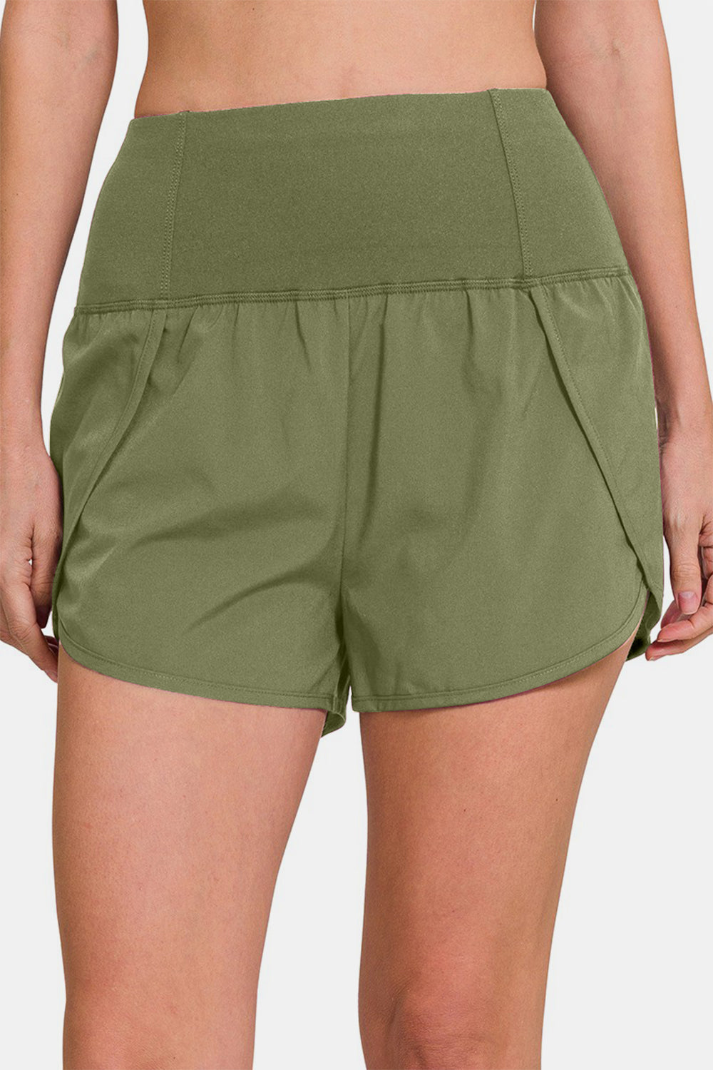 Zenana High-Waisted Zippered Back Pocket Active Shorts - NJPH Best Selling 