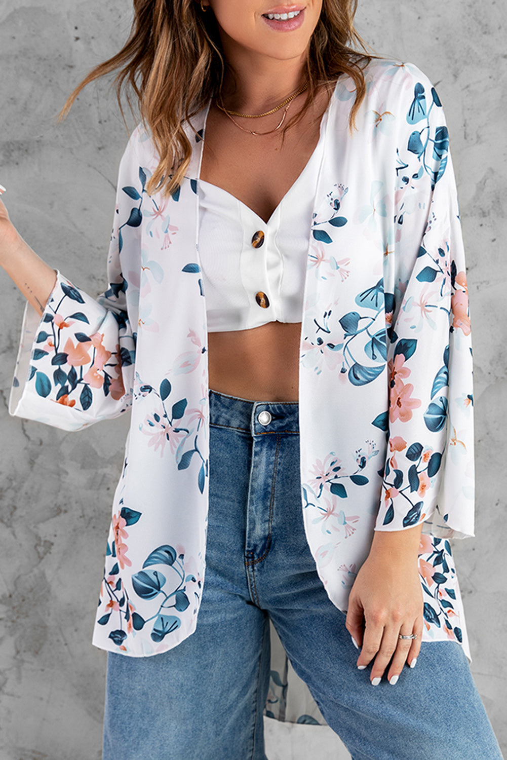 Floral Print Open Front Cardigan - NJPH Best Selling 