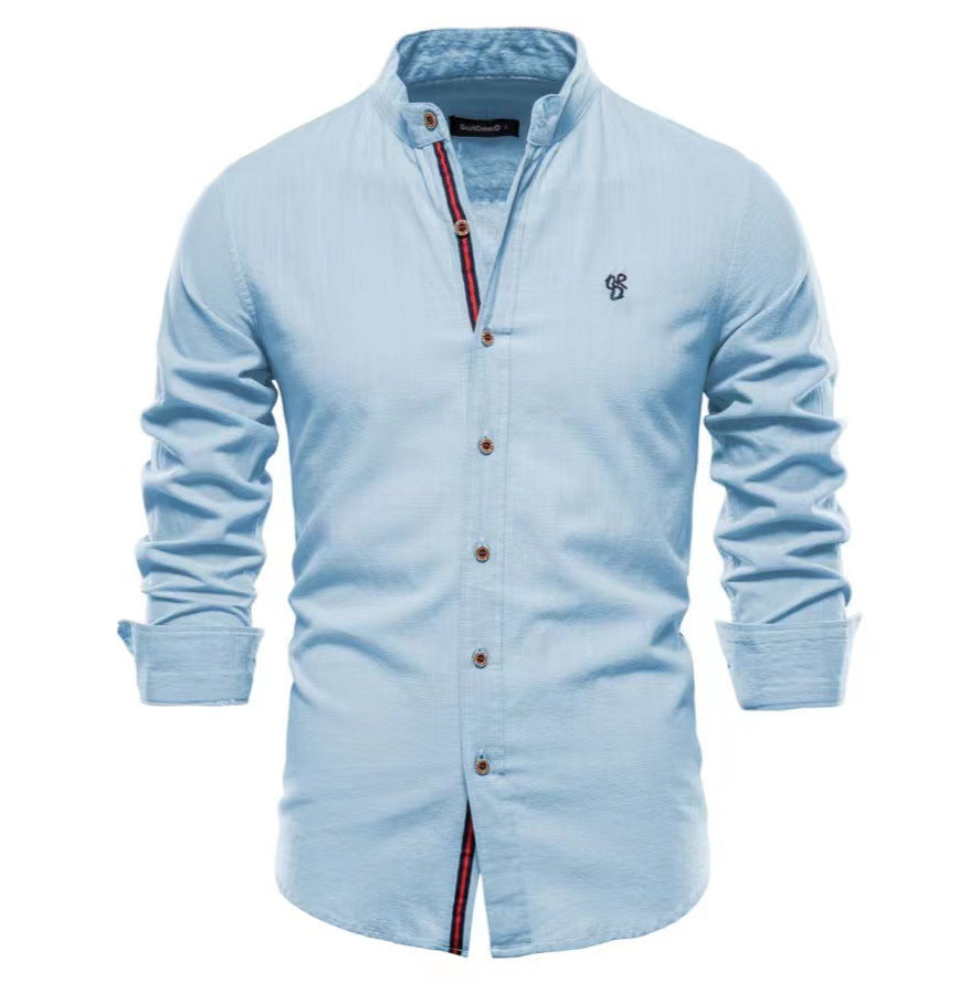 Men's Cotton And Linen Casual Fashion Solid Color Long Sleeve Henley Shirt - NJPH Best Selling 