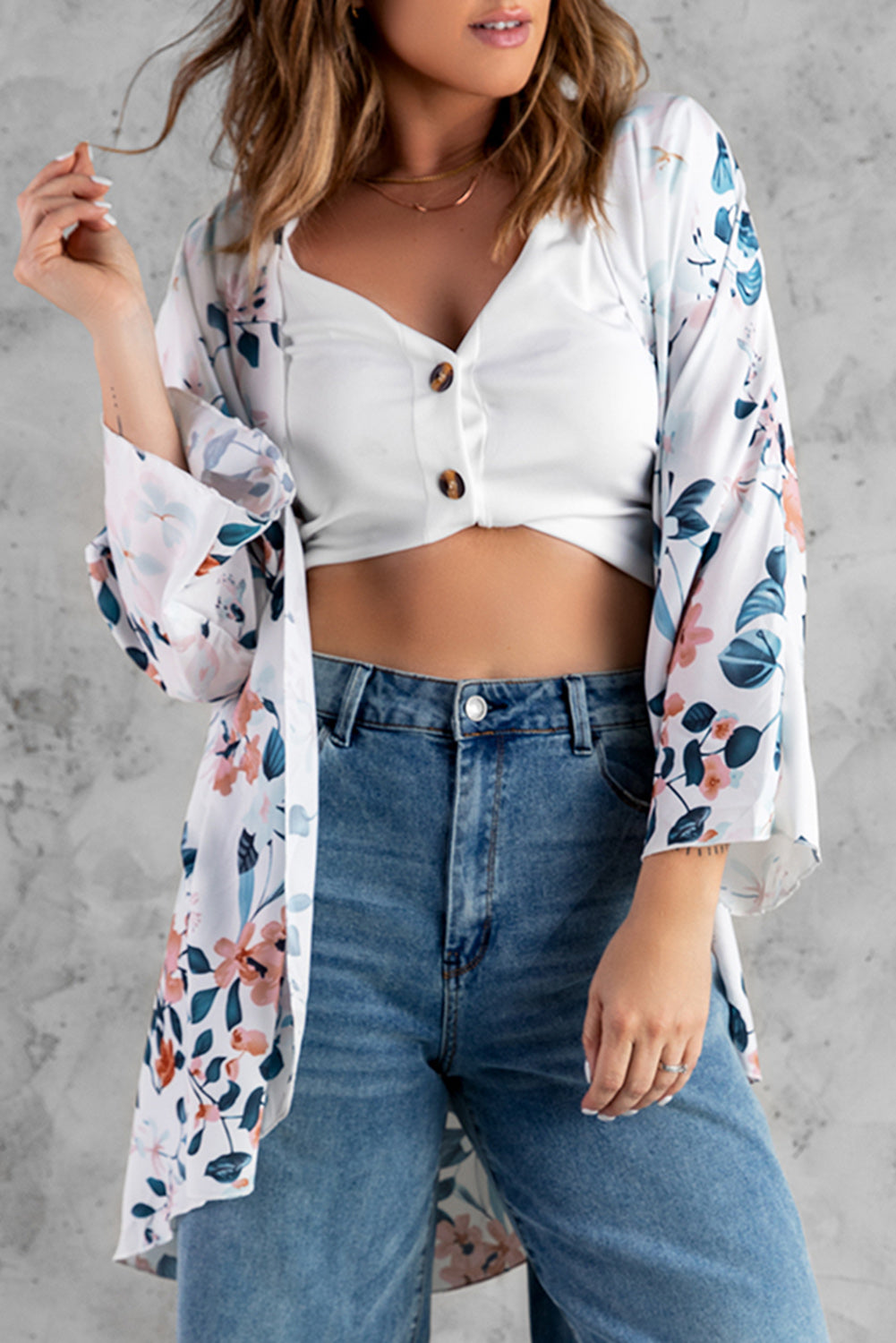 Floral Print Open Front Cardigan - NJPH Best Selling 