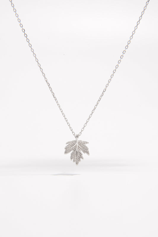 925 Sterling Silver Zircon Maple Leaf Necklace - NJPH Best Selling 