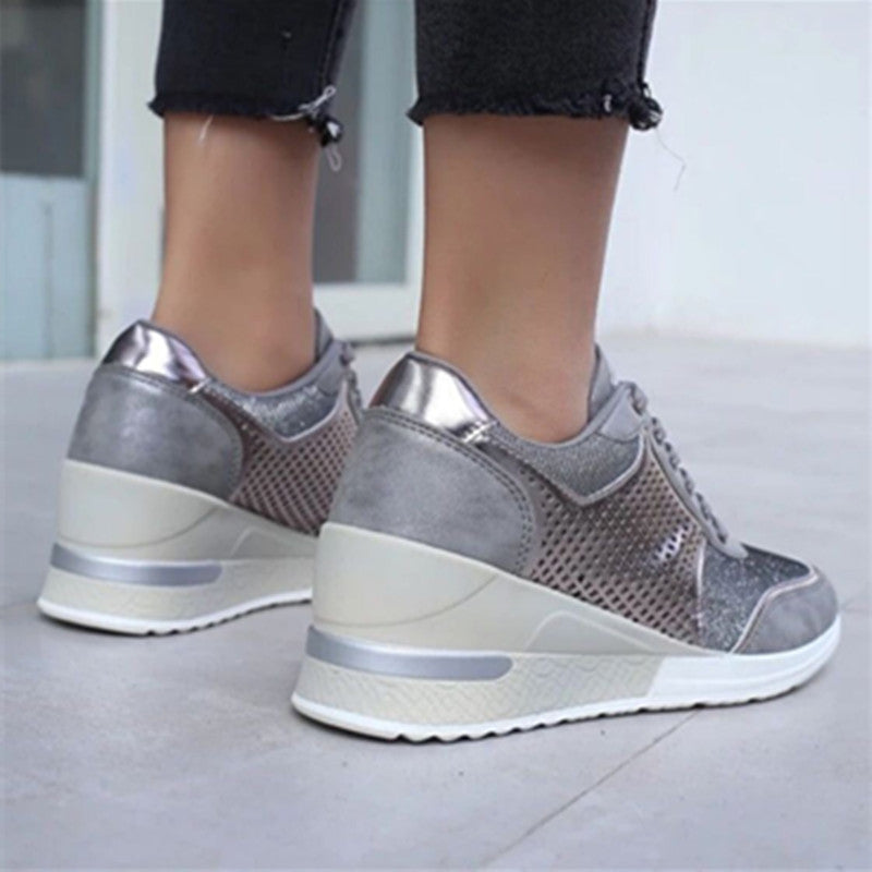 Lacing Sneakers With Platform Heels For Women - NJPH Best Selling 