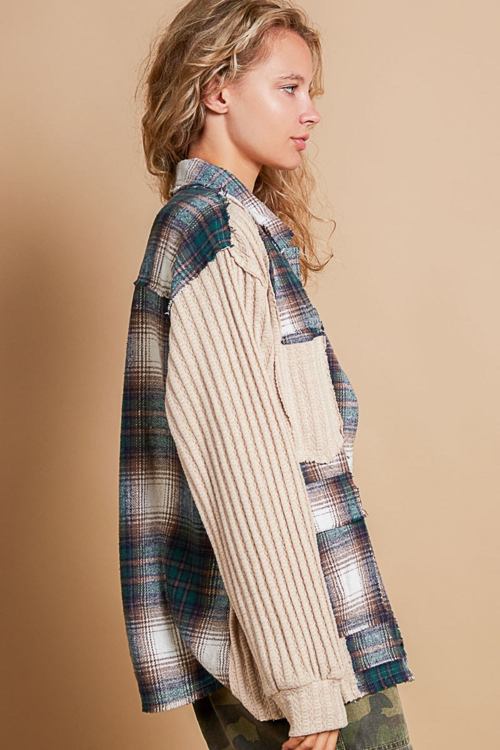 POL Plaid Contrast Button Down Shacket - NJPH Best Selling 