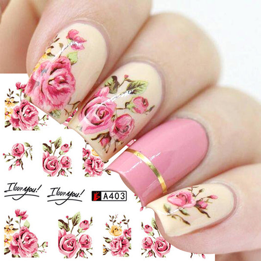 Nail Art Rose Nail Sticker Bowknot Lace Red Flower Nail Applique Eco-Friendly Nail - NJPH Best Selling 