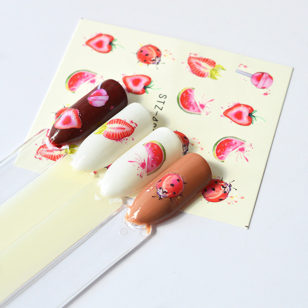 Strawberry Summer Fruit Drinking Stickers For Nails Manicure Nail Art Design Water Transfer Watermark Beauty Decals TRSTZ - NJPH Best Selling 