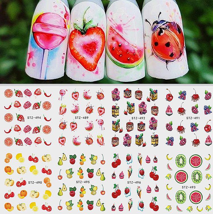 Strawberry Summer Fruit Drinking Stickers For Nails Manicure Nail Art Design Water Transfer Watermark Beauty Decals TRSTZ - NJPH Best Selling 