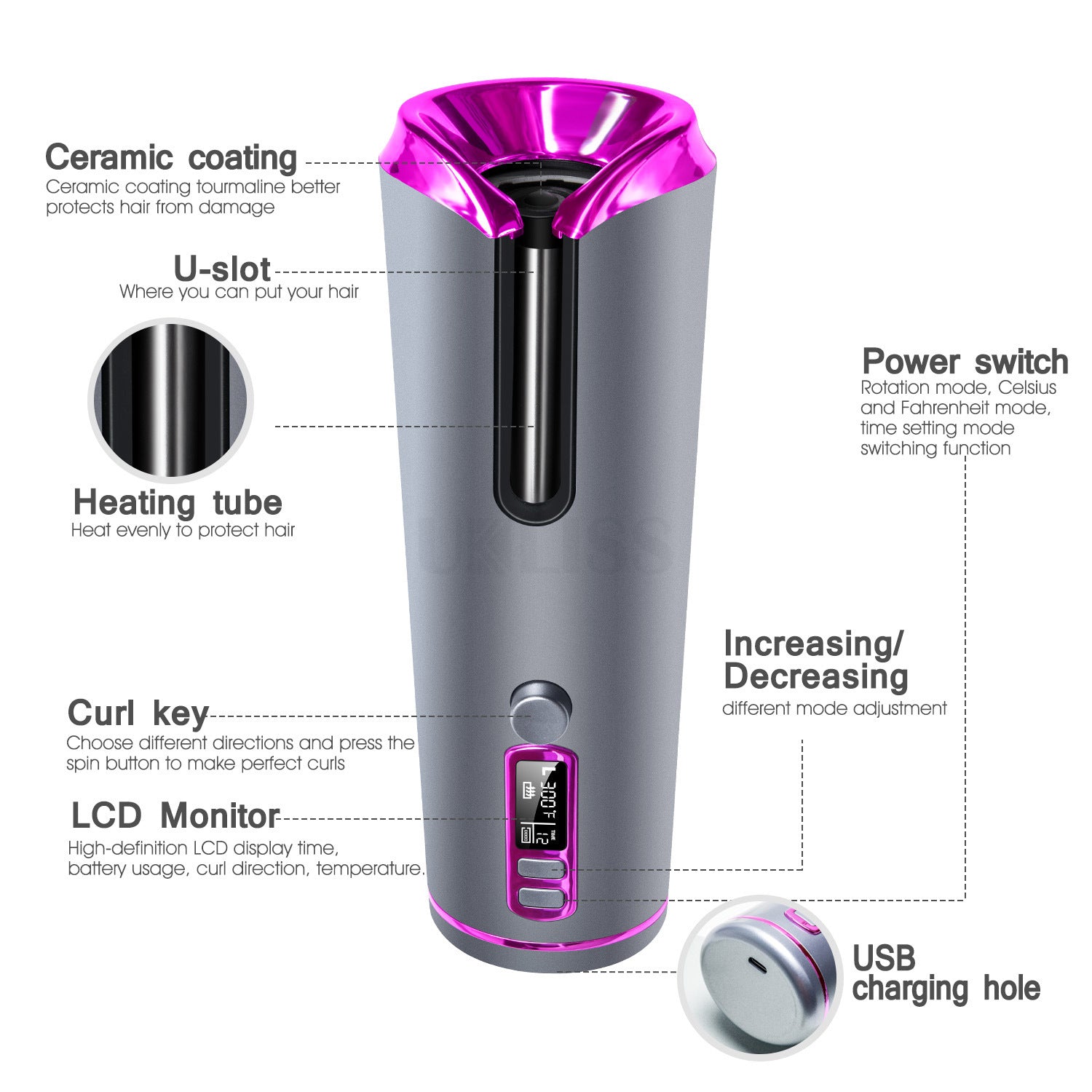 Hair Curling Iron Portable Automatic Hair Curling Iron Multifunctional Usb Charging - NJPH Best Selling 