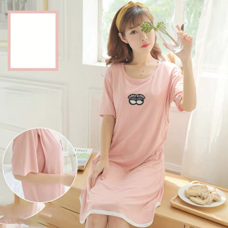 Spring And Summer Confinement Clothing Cartoon Breastfeeding Dress Nursing Clothing Pregnant Women Pajamas Postpartum Outing Hot Mom Large Size Dress - NJPH Best Selling 