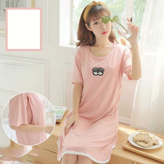 Spring And Summer Confinement Clothing Cartoon Breastfeeding Dress Nursing Clothing Pregnant Women Pajamas Postpartum Outing Hot Mom Large Size Dress - NJPH Best Selling 